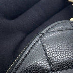 Chanel Chain Shoulder Bag CC Logo Classic Quilted Caviar Leather Black — view 6