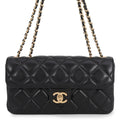 Chanel Chain Shoulder Bag Quilted CC Logo Lambskin 2-Way Black