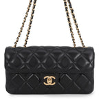 Chanel Chain Shoulder Bag Quilted CC Logo Lambskin 2-Way Black