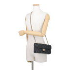 Chanel Chain Shoulder Bag Quilted CC Logo Lambskin 2-Way Black — view 5