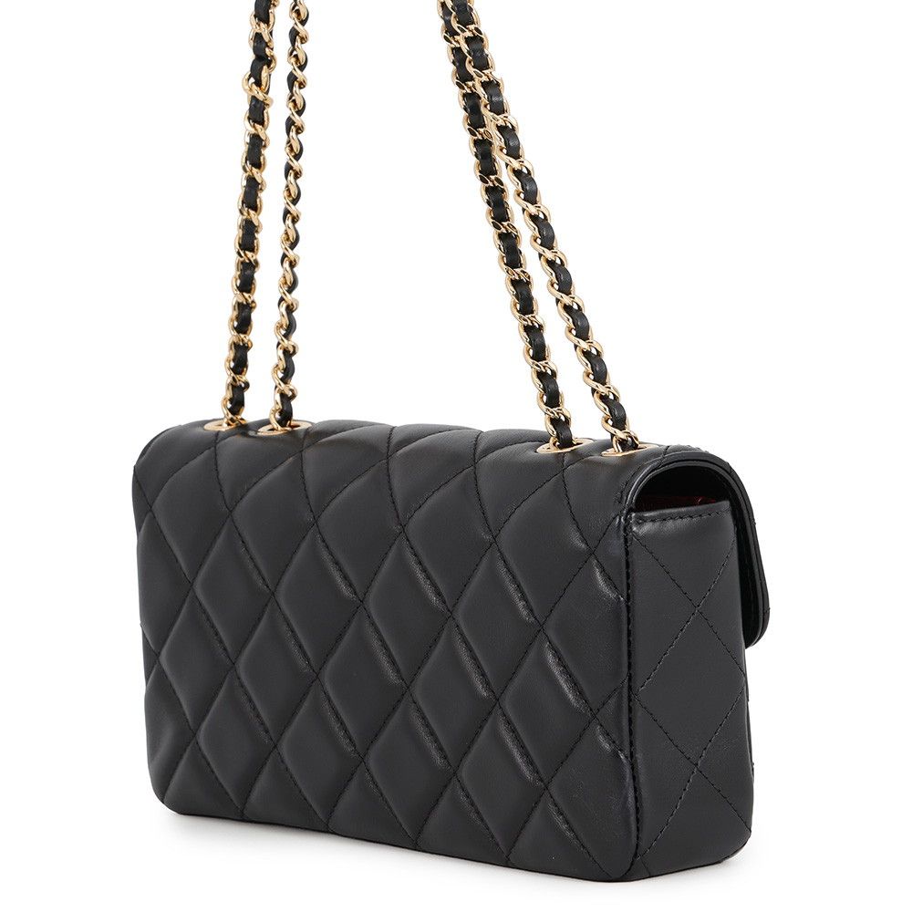 Chanel Chain Shoulder Bag Quilted CC Logo Lambskin 2-Way Black — view 2