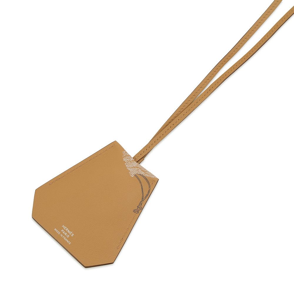 Hermes Long Necklace Clochette in and Out Biscuit Silver Swift with Key Ring — view 3
