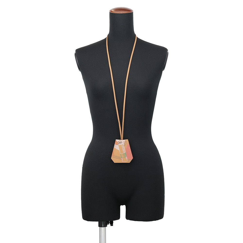 Hermes Long Necklace Clochette in and Out Biscuit Silver Swift with Key Ring — view 5