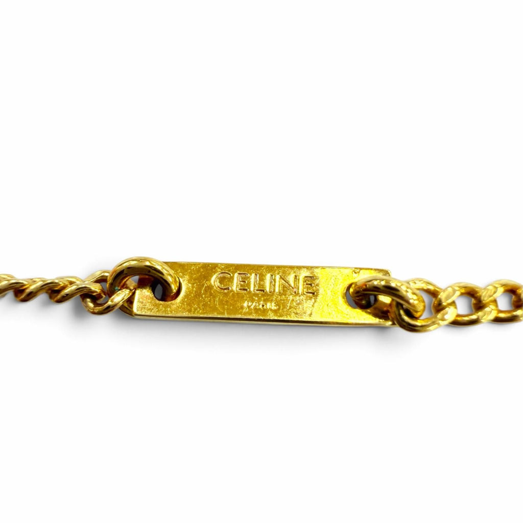 Celine Triomphe Rhinestone Necklace Gold Finish Brass & Crystal — view 7