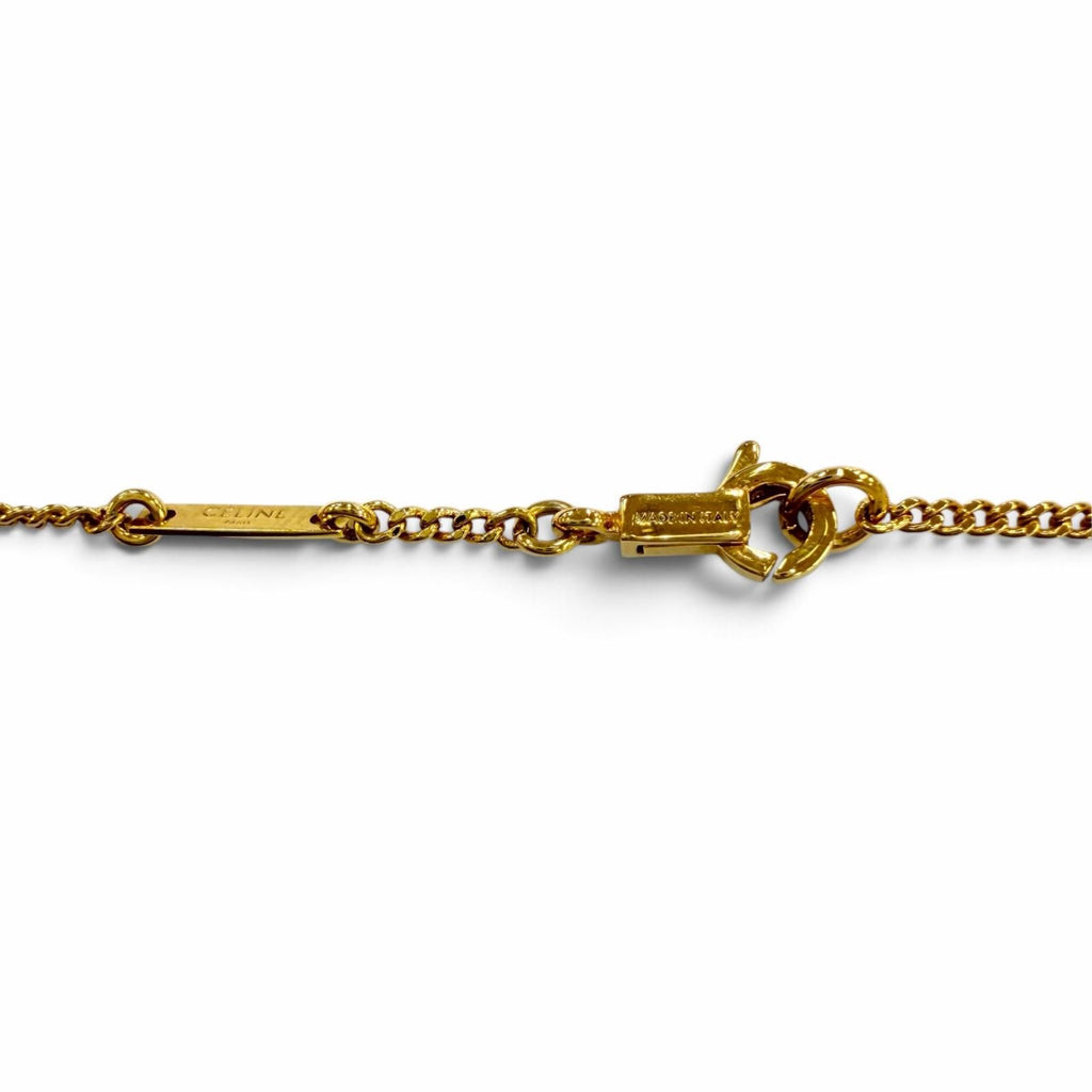 Celine Triomphe Rhinestone Necklace Gold Finish Brass & Crystal — view 6