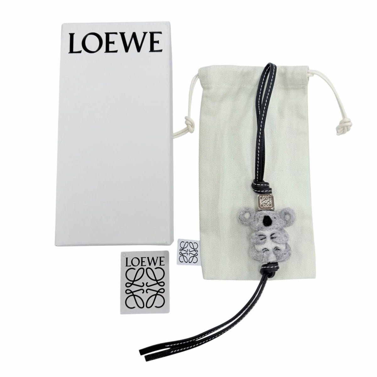 Loewe Leather Strap Anagram Dice Koala Bag Charm Black — view 2