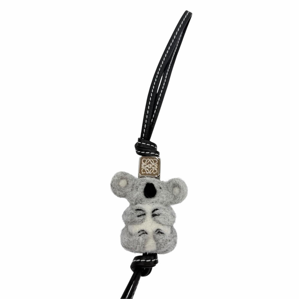 Loewe Leather Strap Anagram Dice Koala Bag Charm Black