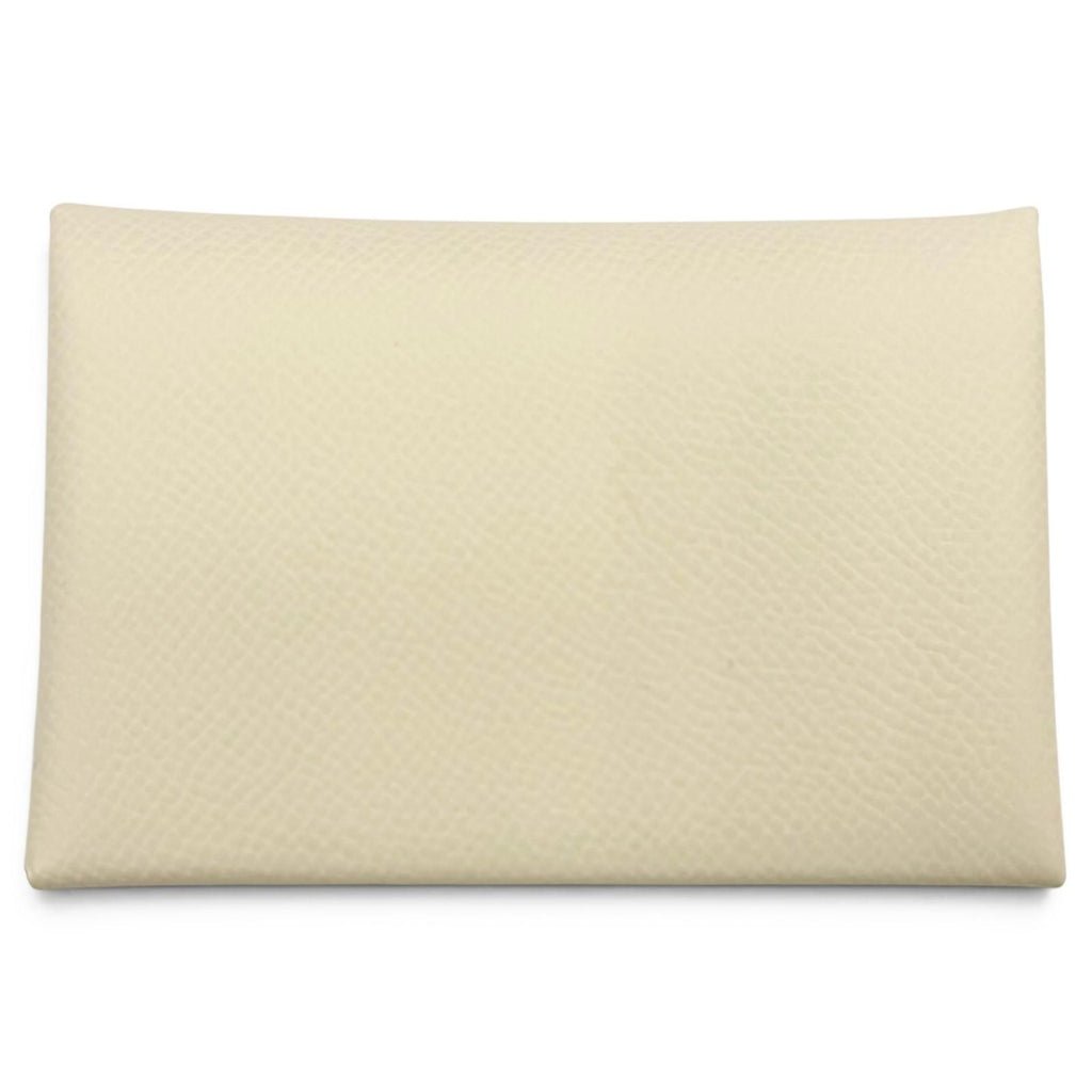 Hermes Calvi Duo Veau Epsom Craie Silver Bifold Wallet