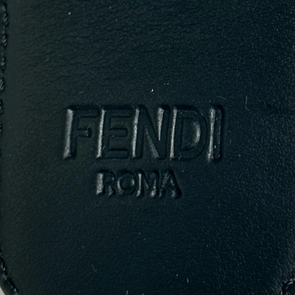 Fendi Zucca Pattern Rubber Leather Key Holder Charm Strap Red Black — view 6