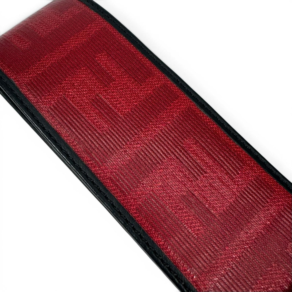 Fendi Zucca Pattern Rubber Leather Key Holder Charm Strap Red Black — view 4