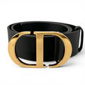 Dior 30 Montaigne CD Logo Buckle Leather Belt Black Gold 70