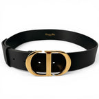 Dior 30 Montaigne CD Logo Buckle Leather Belt Black Gold 70 — view 2