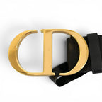 Dior 30 Montaigne CD Logo Buckle Leather Belt Black Gold 70 — view 5