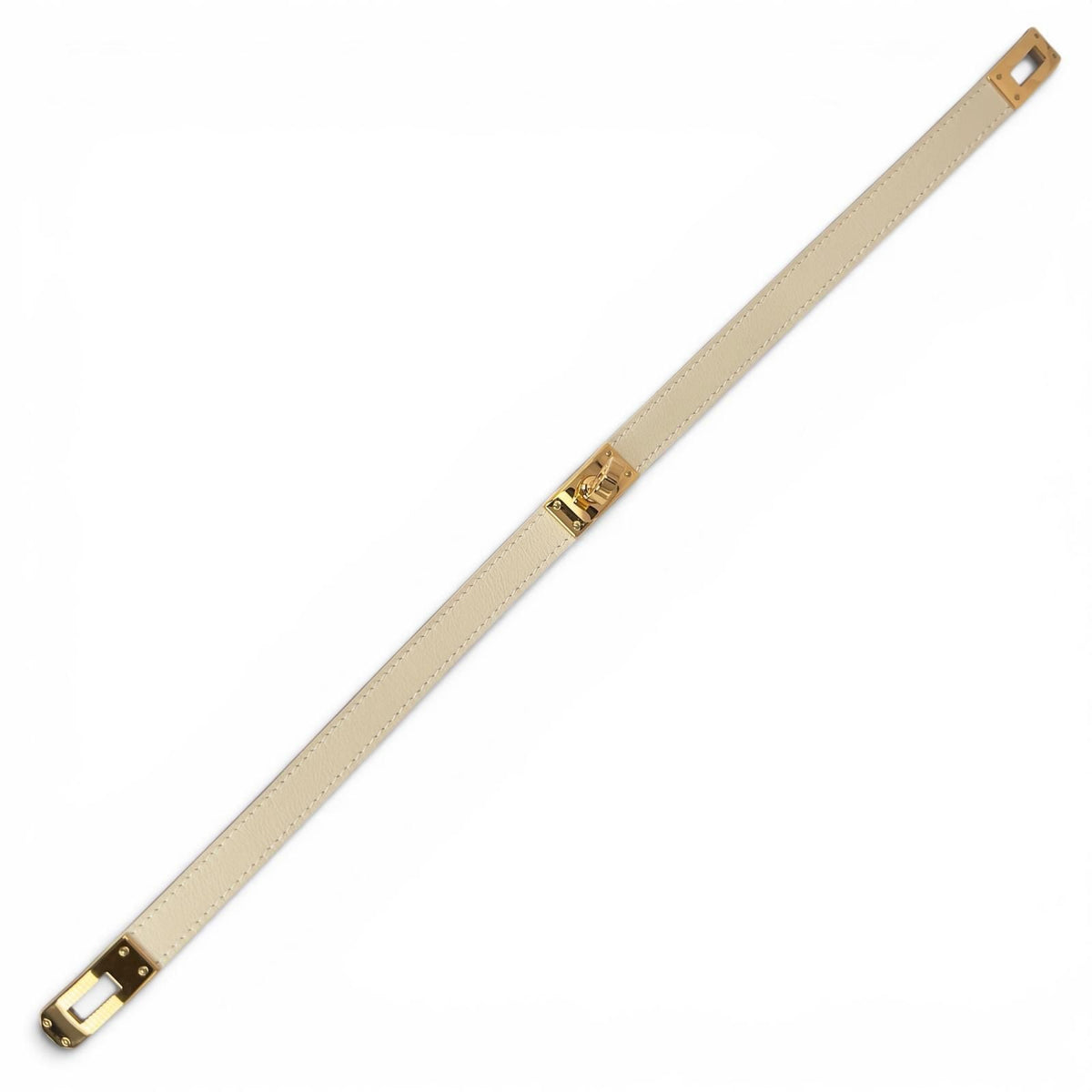 Hermes Kelly Double Tour Veau Swift Craie Gold Bracelet T3 — view 7