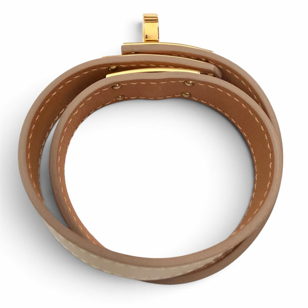 Hermes Kelly Double Tour Veau Swift Craie Gold Bracelet T3 — view 4