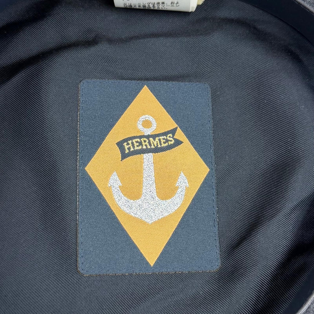 Hermes Wool 100% Grenan Inner Leather Trim Beret Gray FR 56 Hat — view 8