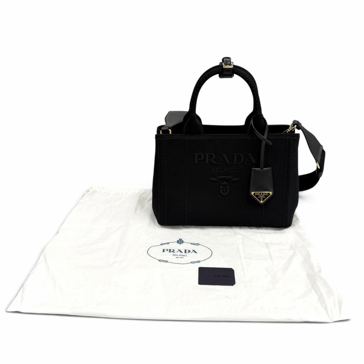 Prada Jardiniere Small Cotton Canvas Handbag Canapa 2-Way — view 2