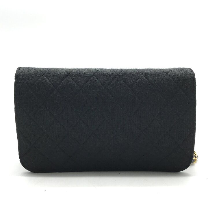 Chanel CC Logo Quilted Cotton Push Lock Chain Shoulder Bag Black — view 3