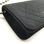 Chanel CC Logo Quilted Cotton Push Lock Chain Shoulder Bag Black — view 6