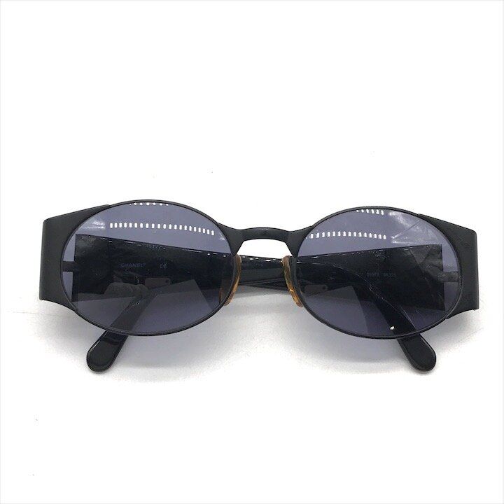 Chanel CC Logo Sunglasses Eyewear Round Black Metal — view 3