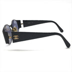 Chanel CC Logo Sunglasses Eyewear Round Black Metal — view 6