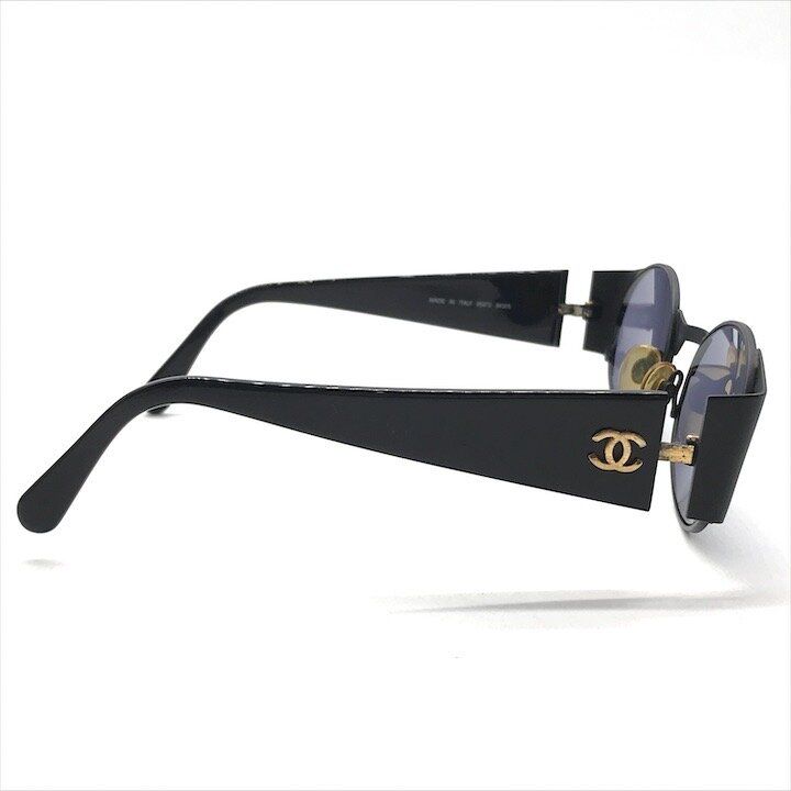 Chanel CC Logo Sunglasses Eyewear Round Black Metal — view 7