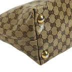 Gucci Shoulder Bag Logo Studs GG Crystal Leather Beige — view 6