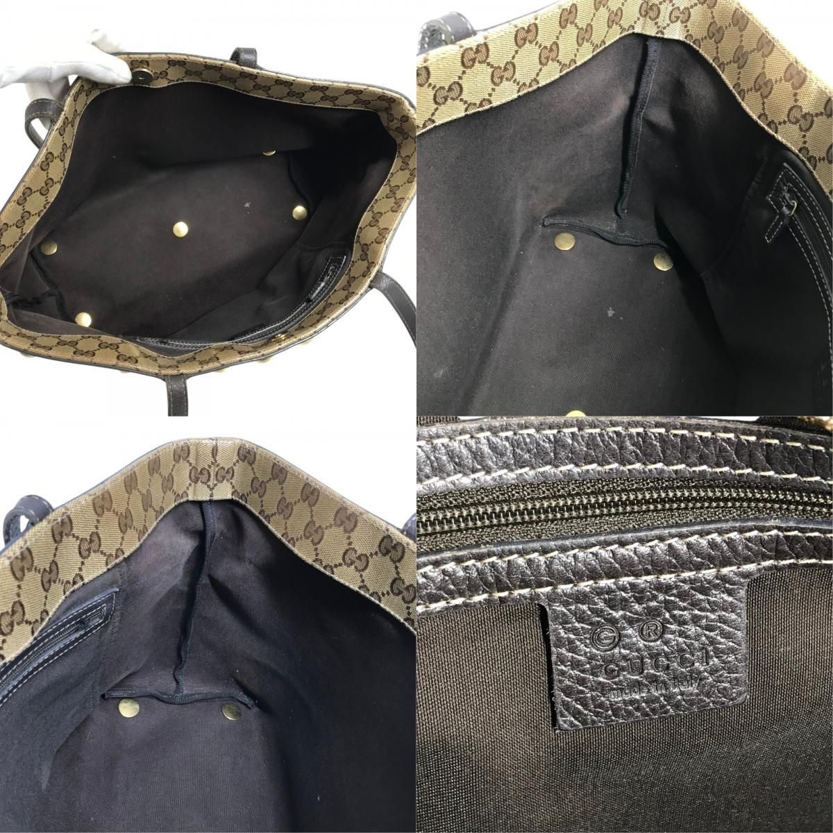 Gucci Shoulder Bag Logo Studs GG Crystal Leather Beige — view 8