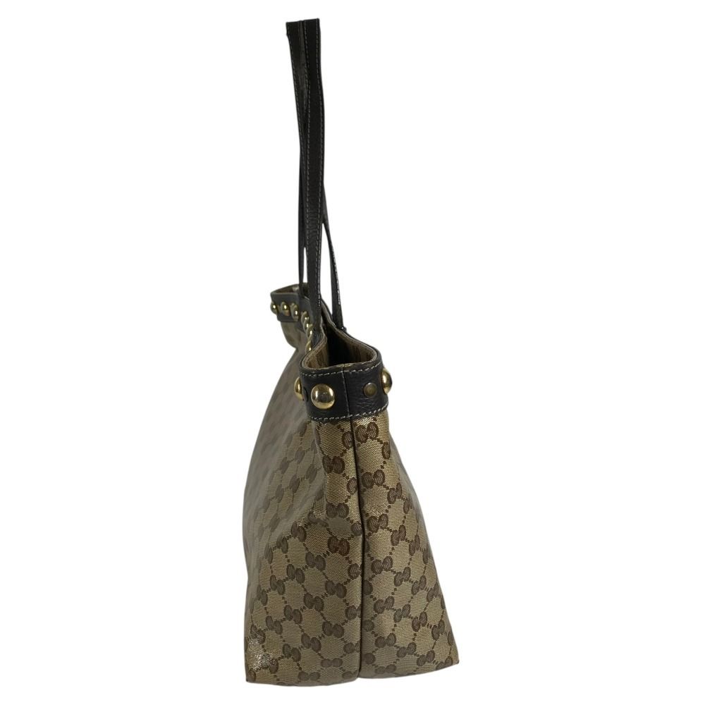 Gucci Shoulder Bag Logo Studs GG Crystal Leather Beige — view 4