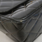 Chanel Shoulder Bag Quilted Jumbo CC Logo Patent Leather Black Gold — view 7