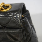 Chanel Shoulder Bag Quilted Jumbo CC Logo Patent Leather Black Gold — view 6