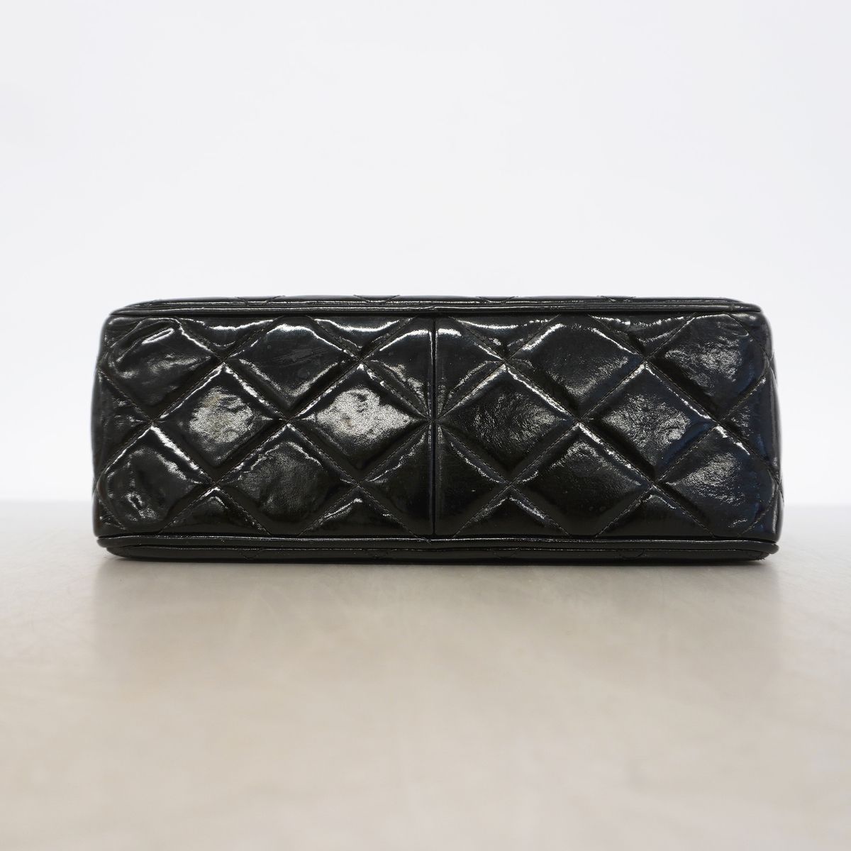 Chanel Shoulder Bag Quilted Jumbo CC Logo Patent Leather Black Gold — view 3