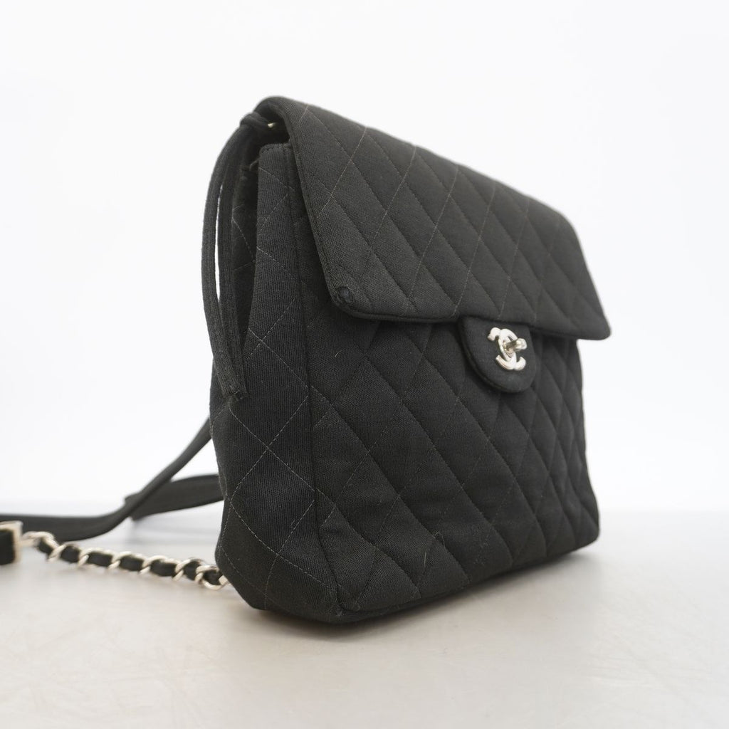 Chanel Backpack Quilted Cotton Black Silver — view 2