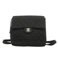 Chanel Backpack Quilted Cotton Black Silver