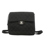 Chanel Backpack Quilted Cotton Black Silver