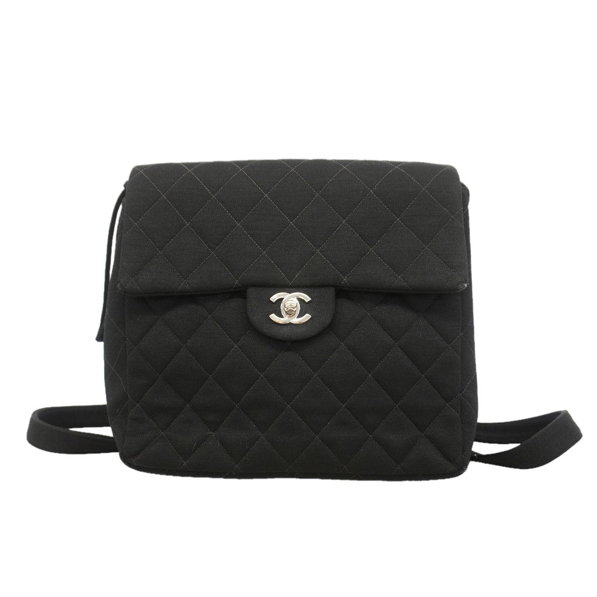 Chanel Backpack Quilted Cotton Black Silver
