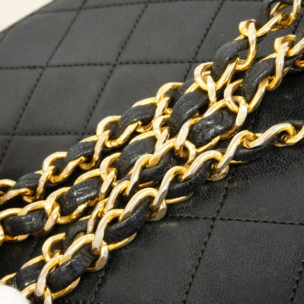 Chanel Shoulder Bag Quilted Lambskin Black Gold — view 8
