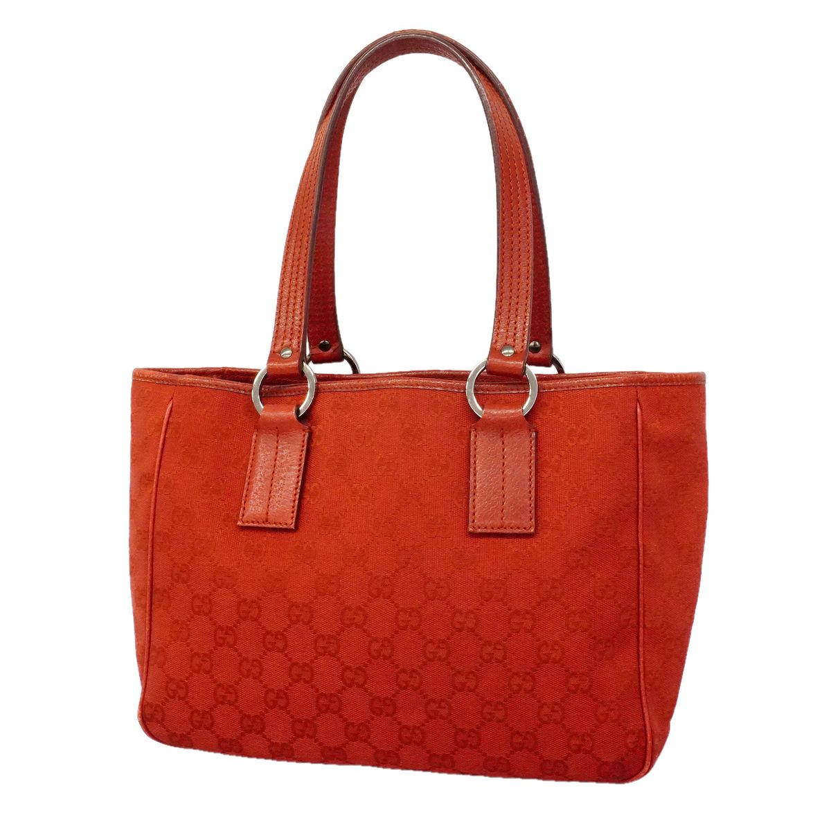 Gucci Tote Bag GG Canvas Red Silver