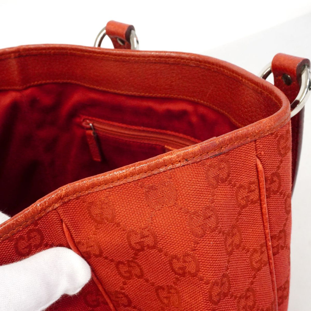 Gucci Tote Bag GG Canvas Red Silver — view 7