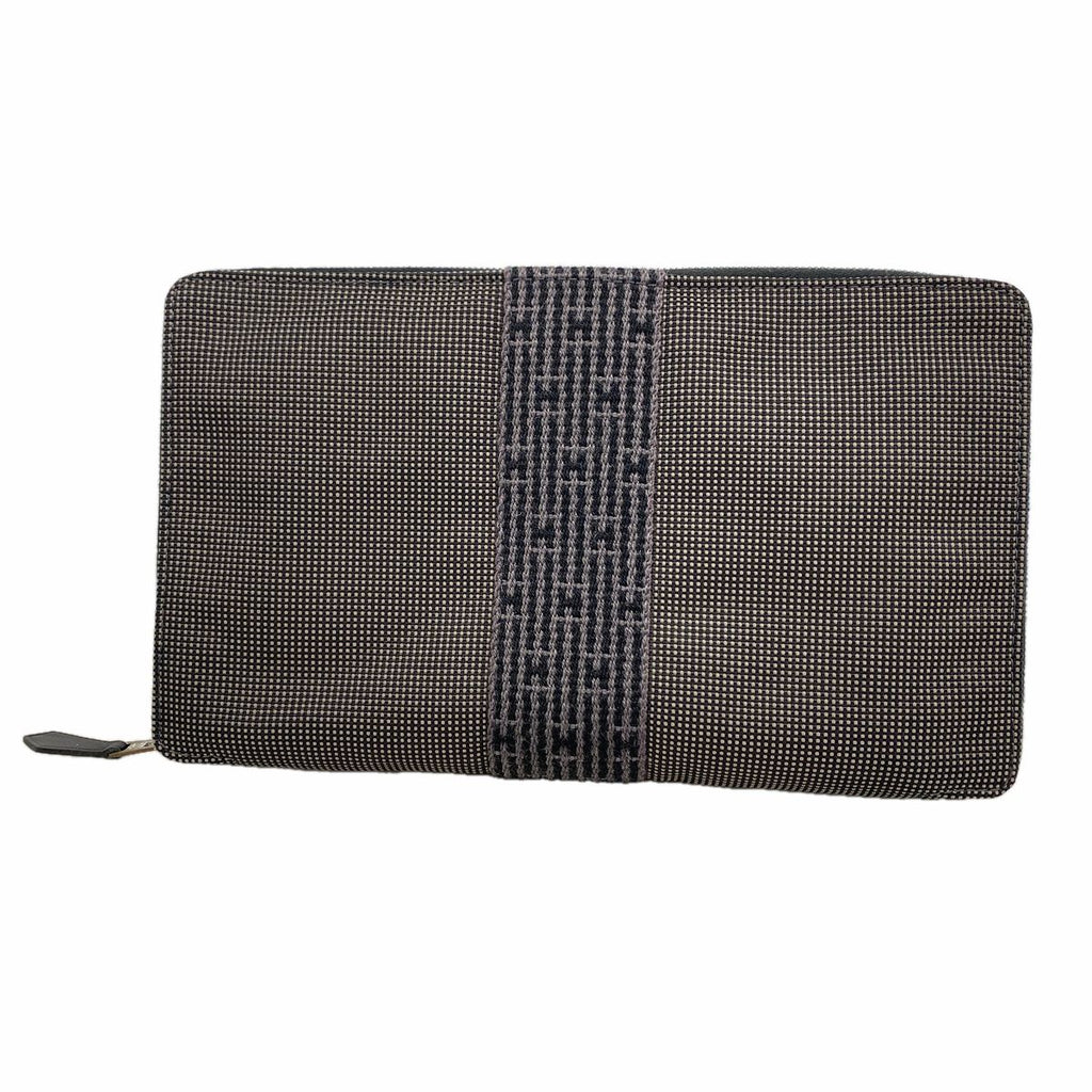 Hermes Wallet Herline Perth GM Nylon Gray Silver