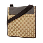Gucci Shoulder Bag GG Canvas Beige Brown Silver