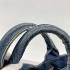 Prada Tote Bag Canapa Denim Blue Gold — view 7