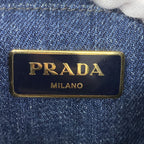 Prada Tote Bag Canapa Denim Blue Gold — view 5