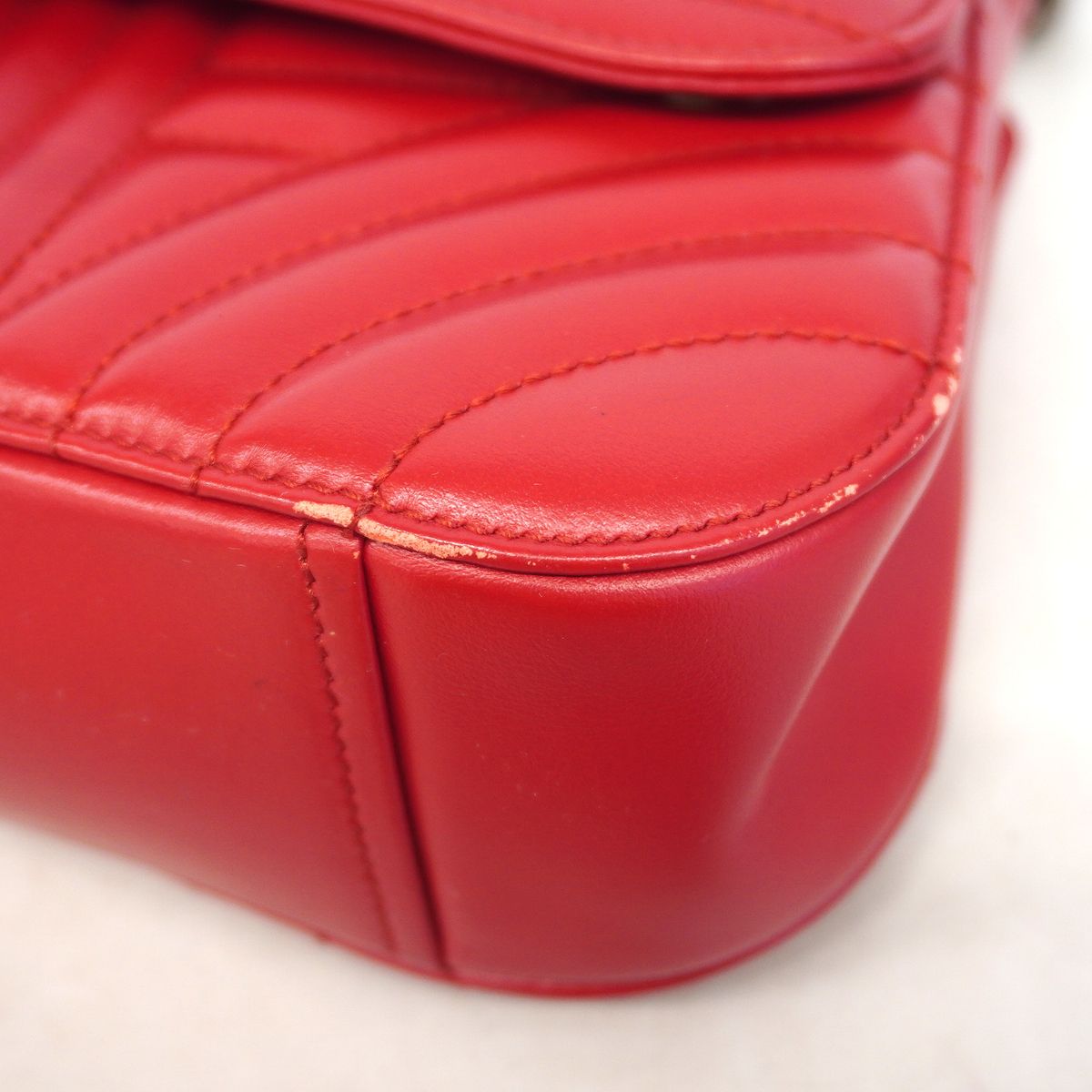 Prada Shoulder Bag Time Lag Leather Red Silver — view 6