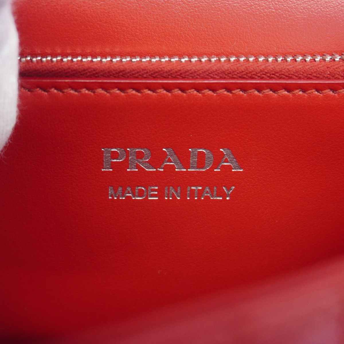 Prada Shoulder Bag Time Lag Leather Red Silver — view 5