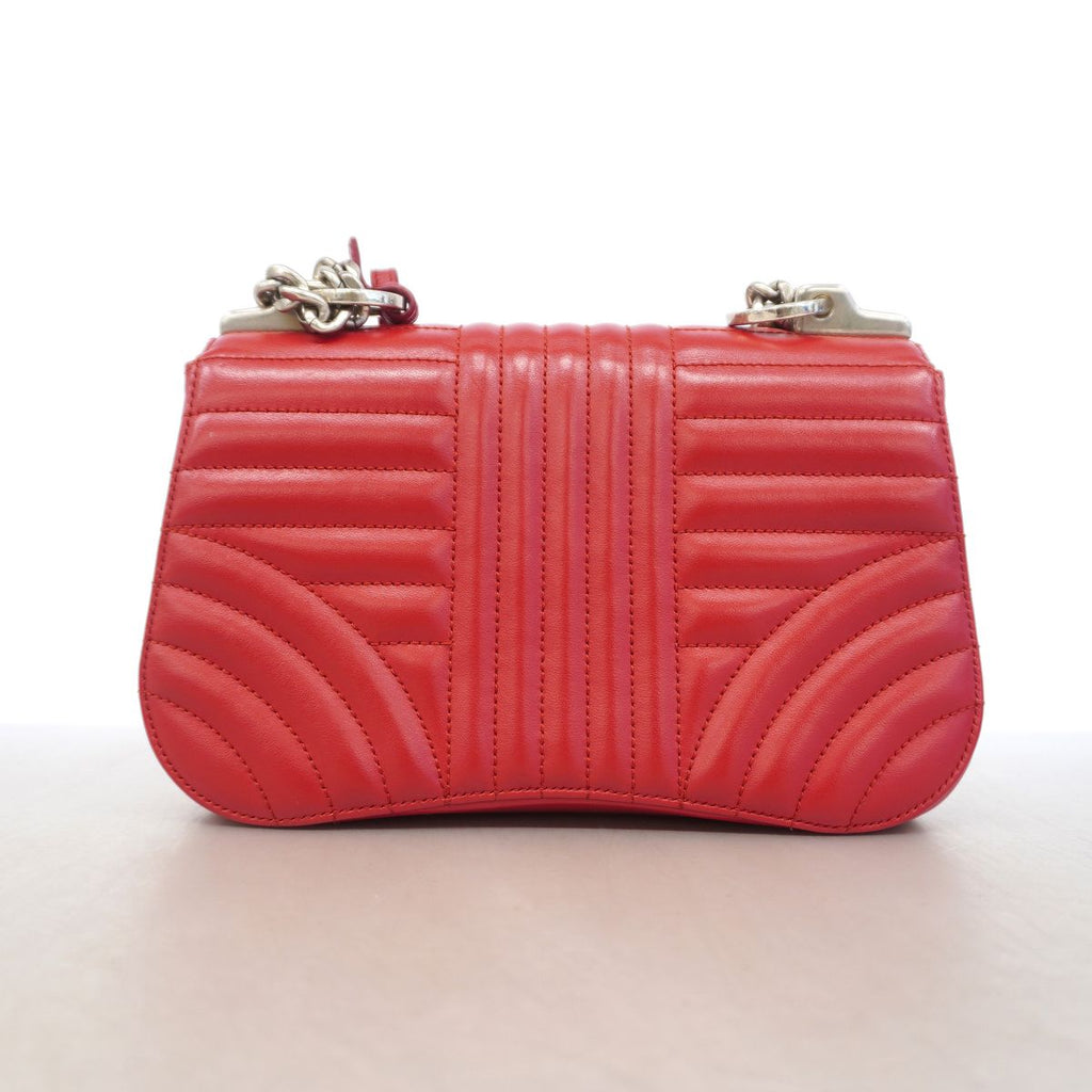 Prada Shoulder Bag Time Lag Leather Red Silver — view 8