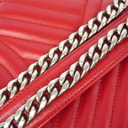 Prada Shoulder Bag Time Lag Leather Red Silver — view 7