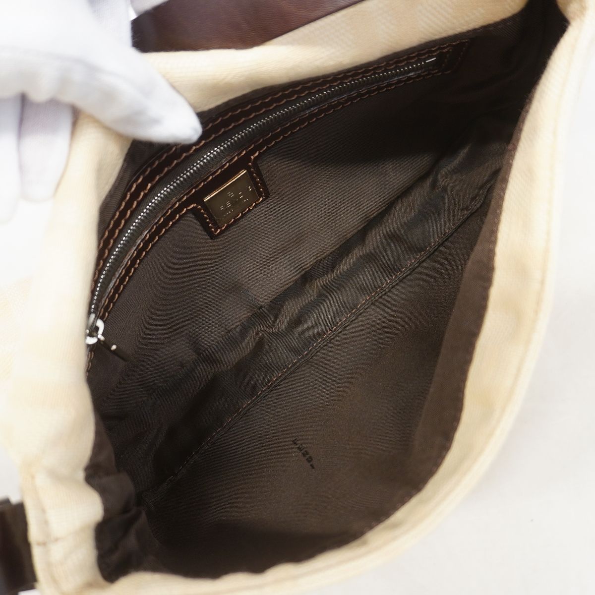 Fendi Handbag Zucca Mamma Bucket Cotton Beige Silver — view 4