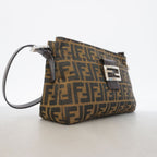 Fendi Shoulder Bag Zucca Nylon Canvas Brown Silver — view 2