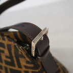 Fendi Shoulder Bag Zucca Nylon Canvas Brown Silver — view 7